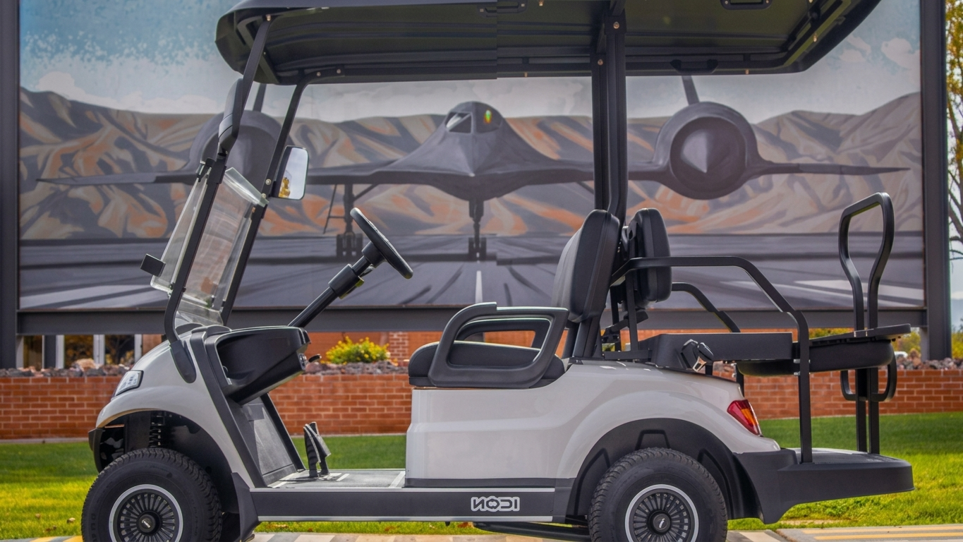 White ICON i40-ECO electric golf cart, clean side profile